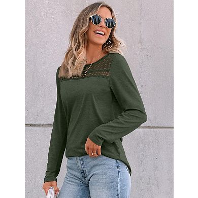 Women's Casual Long Sleeve Crewneck Tops Blouses
