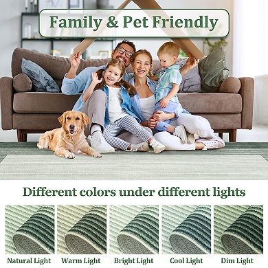 Contemporary Area Rug Machine Washable Non Shedding Stain Resistant Floor Cover for Bedroom Kitchen