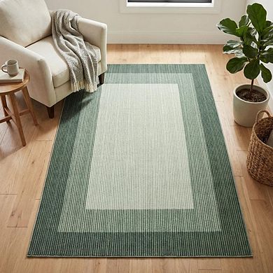 Contemporary Area Rug Machine Washable Non Shedding Stain Resistant Floor Cover for Bedroom Kitchen