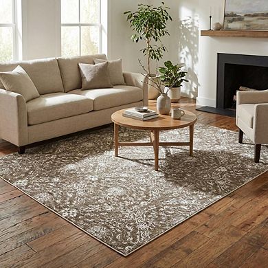 Vintage Area Rug Non Slip Foldable Low Pile Ultra Thin Pet Friendly Floor Cover for Bedroom Kitchen