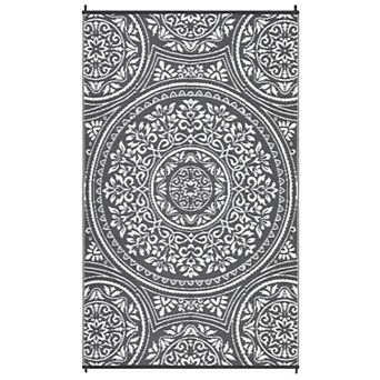 Medallion Outdoor Area Rug Washable Waterproof Portable Stain Resistant Mat for Balcony Picnic