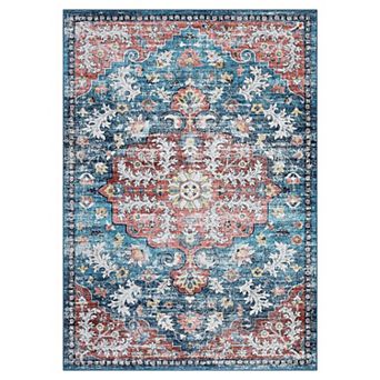 Vintage Area Rug Machine Washable Non Shedding Stain Resistant Floor Cover for Living Room Laundry