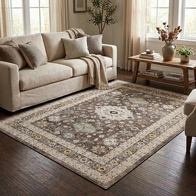 Vintage Area Rug Non Slip Foldable Low Pile Ultra Thin Pet Friendly Floor Cover for Bedroom Kitchen