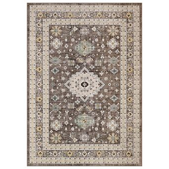 Vintage Area Rug Non Slip Foldable Low Pile Ultra Thin Pet Friendly Floor Cover for Bedroom Kitchen