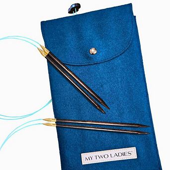 Blue Silk Duo Set Adjustable Knitting Needles US 7 (4.5mm) & US 9 (5.5mm)
