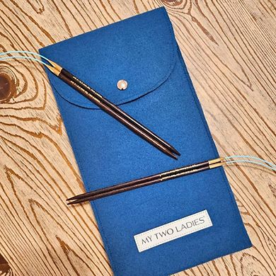 Blue Silk Duo Set Adjustable Knitting Needles US 7 (4.5mm) & US 9 (5.5mm)