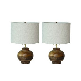 Hello Honey 40 watt Mango Wood Elegance Table Lamp Set, Natural, Set of 2