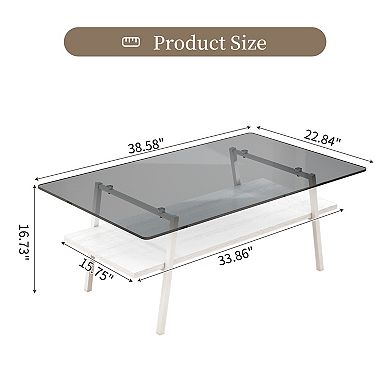Modern Rectangular Gray Glass Coffee Table