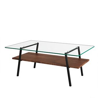 Modern Rectangular Gray Glass Coffee Table
