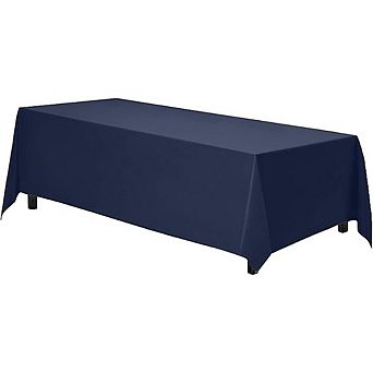Navy Blue Tablecloth, Floor-Length, Heavy-Duty, Washable Fabric