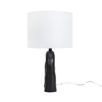 Hello Honey Abstract Resin Table Lamp with Linen Drum Shade