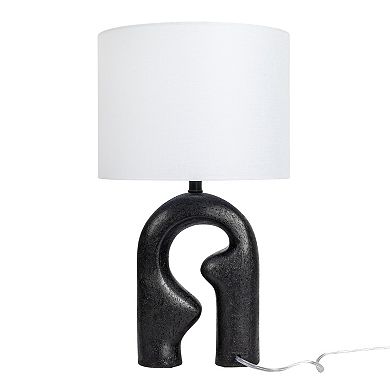 Hello Honey Abstract Resin Table Lamp with Linen Drum Shade
