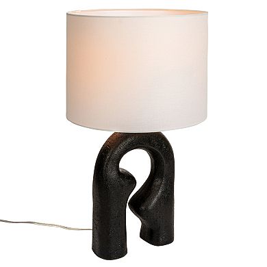 Hello Honey Abstract Resin Table Lamp with Linen Drum Shade