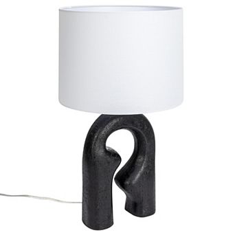 Hello Honey Abstract Resin Table Lamp with Linen Drum Shade