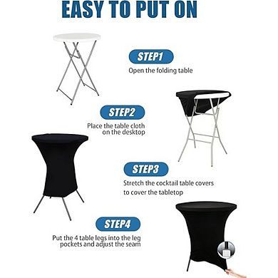 2-Pack Fitted Spandex Tablecloths, Stretch, Durable, Party-Ready