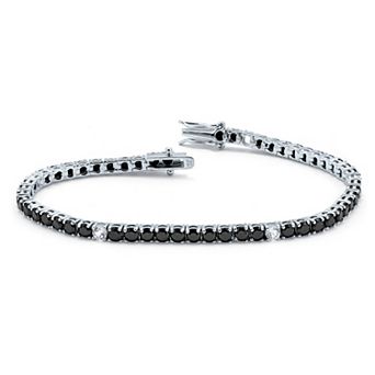 PalmBeach Jewelry .55 TCW Round Genuine Spinel and Topaz Sterling Silver Tennis Bracelet 7-inch