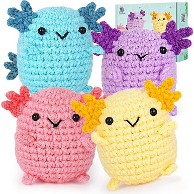 Beginner Crochet Kit with Video Tutorials Mini Axolotls