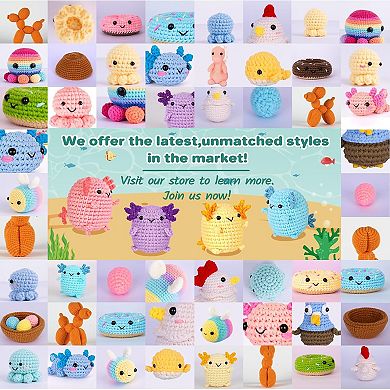 Beginner Crochet Kit with Video Tutorials Mini Axolotls