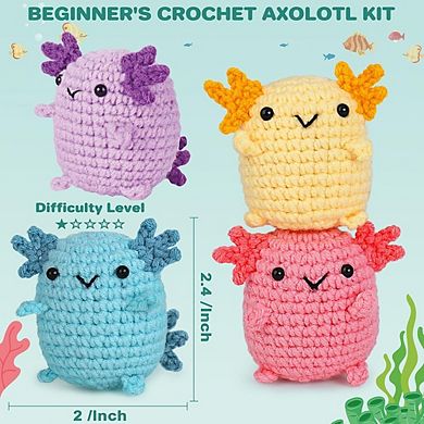 Beginner Crochet Kit with Video Tutorials Mini Axolotls