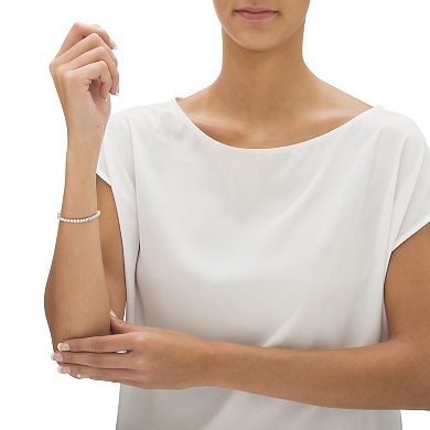 3 TCW Round Cubic Zirconia Silvertone Adjustable Drawstring Bolo Bracelet 10"