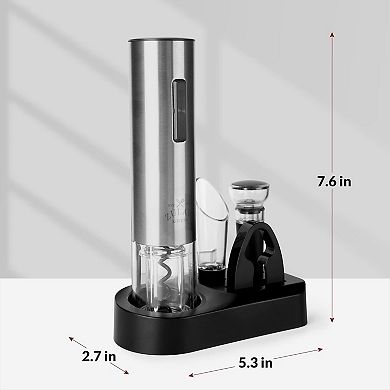 Zulay Kitchen Automatic One-Touch Electric 4-in-1 Wine Bottle Opener Set for Home, Bar & Gifting
