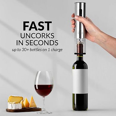 Zulay Kitchen Automatic One-Touch Electric 4-in-1 Wine Bottle Opener Set for Home, Bar & Gifting