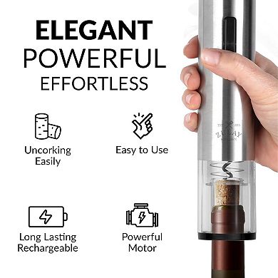 Zulay Kitchen Automatic One-Touch Electric 4-in-1 Wine Bottle Opener Set for Home, Bar & Gifting