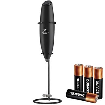 Zulay Handheld Milk Frother Wand Drink Mixer for Coffee (4 Duracell Batteries Included)
