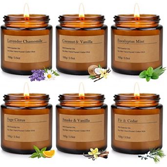 Great Ambitions 6-Pack Scented Candles, 3.5 Oz Soy Wax,Gift Set.