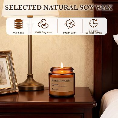 Great Ambitions 6-Pack Scented Candles, 3.5 Oz Soy Wax,Gift Set.