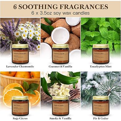 Great Ambitions 6-Pack Scented Candles, 3.5 Oz Soy Wax,Gift Set.