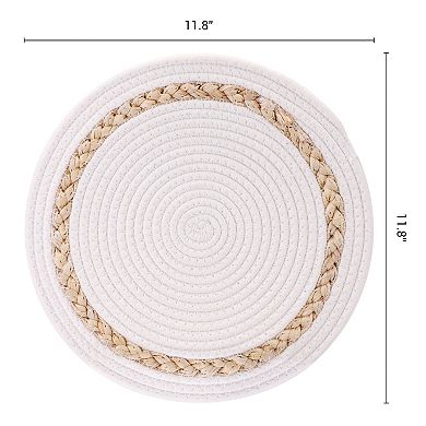 Set of 6 Farmhouse Woven Placemats for Dining Table Decor Wipeable Kitchen Table Mats 11.8x11.8 Inch