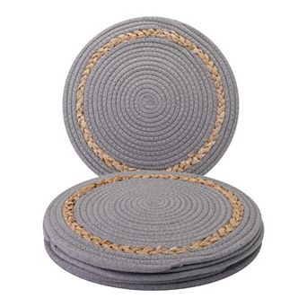 Set of 6 Farmhouse Woven Placemats for Dining Table Decor Wipeable Kitchen Table Mats 11.8x11.8 Inch