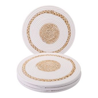 Set of 6 Farmhouse Woven Placemats for Dining Table Decor Wipeable Kitchen Table Mats 11.8x11.8 Inch