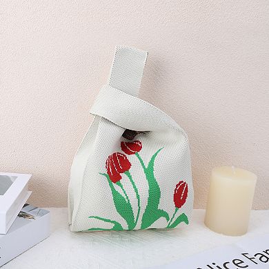 Floral Knitted Wrist Bag 1Pc