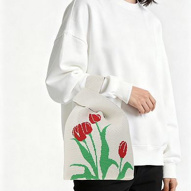 Floral Knitted Wrist Bag 1Pc