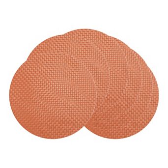 Round Placemats Set of 6 Faux Leather Mats for Dining Table Decor Washable Kitchen Mat 15x15 Inch