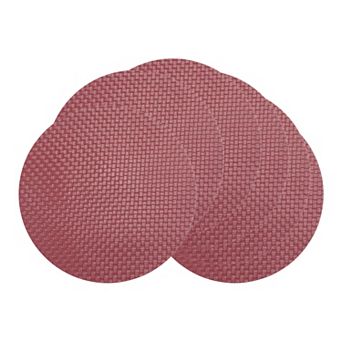 Round Placemats Set of 6 Faux Leather Mats for Dining Table Decor Washable Kitchen Mat 15x15 Inch