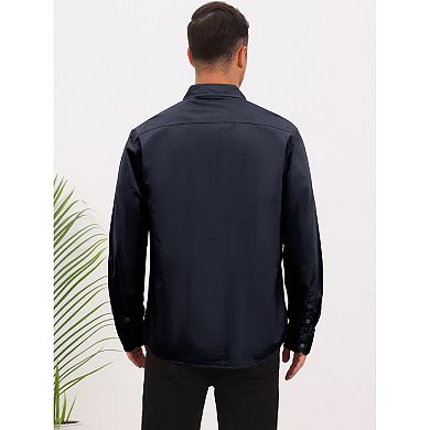 Men's Shirts Long Sleeve Chest Pocket Solid Color Casual Shirt Jacket