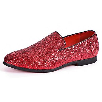 Men's Pointed Toe Glitter Loafers Formal Party Slip-On Shoes