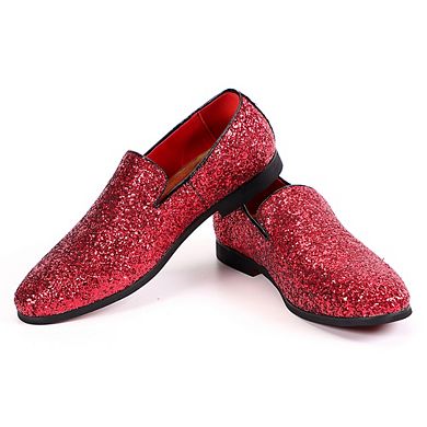 Men's Pointed Toe Glitter Loafers Formal Party Slip-On Shoes