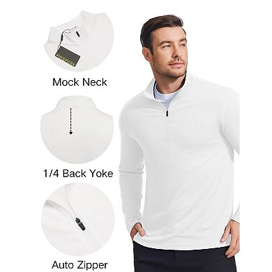 PINSPARK Men's Quarter Zip Mock Neck Pullover Lightweight Long Sleeve Golf Athletic Shirt