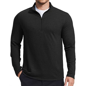 PINSPARK Men's Quarter Zip Mock Neck Pullover Lightweight Long Sleeve Golf Athletic Shirt
