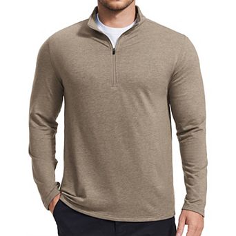 PINSPARK Men's Quarter Zip Mock Neck Pullover Lightweight Long Sleeve Golf Athletic Shirt