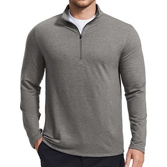 PINSPARK Men's Quarter Zip Mock Neck Pullover Lightweight Long Sleeve Golf Athletic Shirt