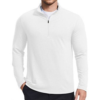 PINSPARK Men's Quarter Zip Mock Neck Pullover Lightweight Long Sleeve Golf Athletic Shirt