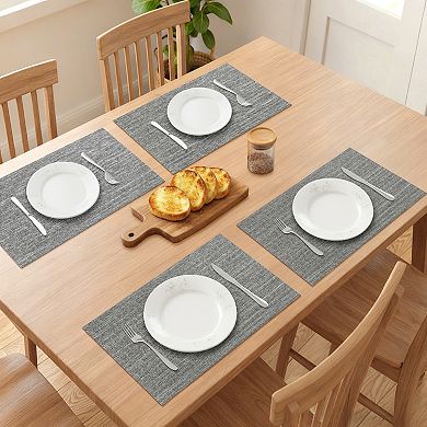 Placemats 6 Pack Rectangle Plastic Mats for Table Decor Heat Resistant Table Mat 17.7 x 11.8 Inch