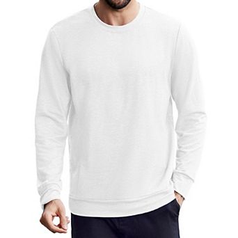 PINSPARK Men's Long Sleeve Crew Neck T-Shirt Soft Stretch Basic Tee with Zipper Pocket