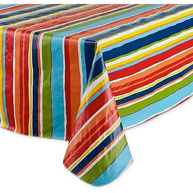 Flannel-Backed Tablecloth, Spill-Proof, Indoor/Outdoor, Stripe Pattern