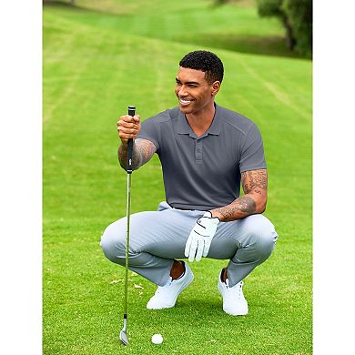 PINSPARK Men's Moisture Wicking Quick Dry Golf Polo Short Sleeve Slim Fit Collared Athletic Shirt
